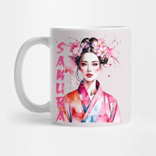 Watercolor Sakura Woman Mug